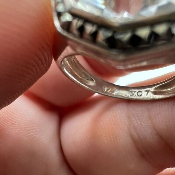 Faceted Quartz Crystal 925 Sterling Large Ring With Spinel READ Size 6.75 - Picture 14 of 16